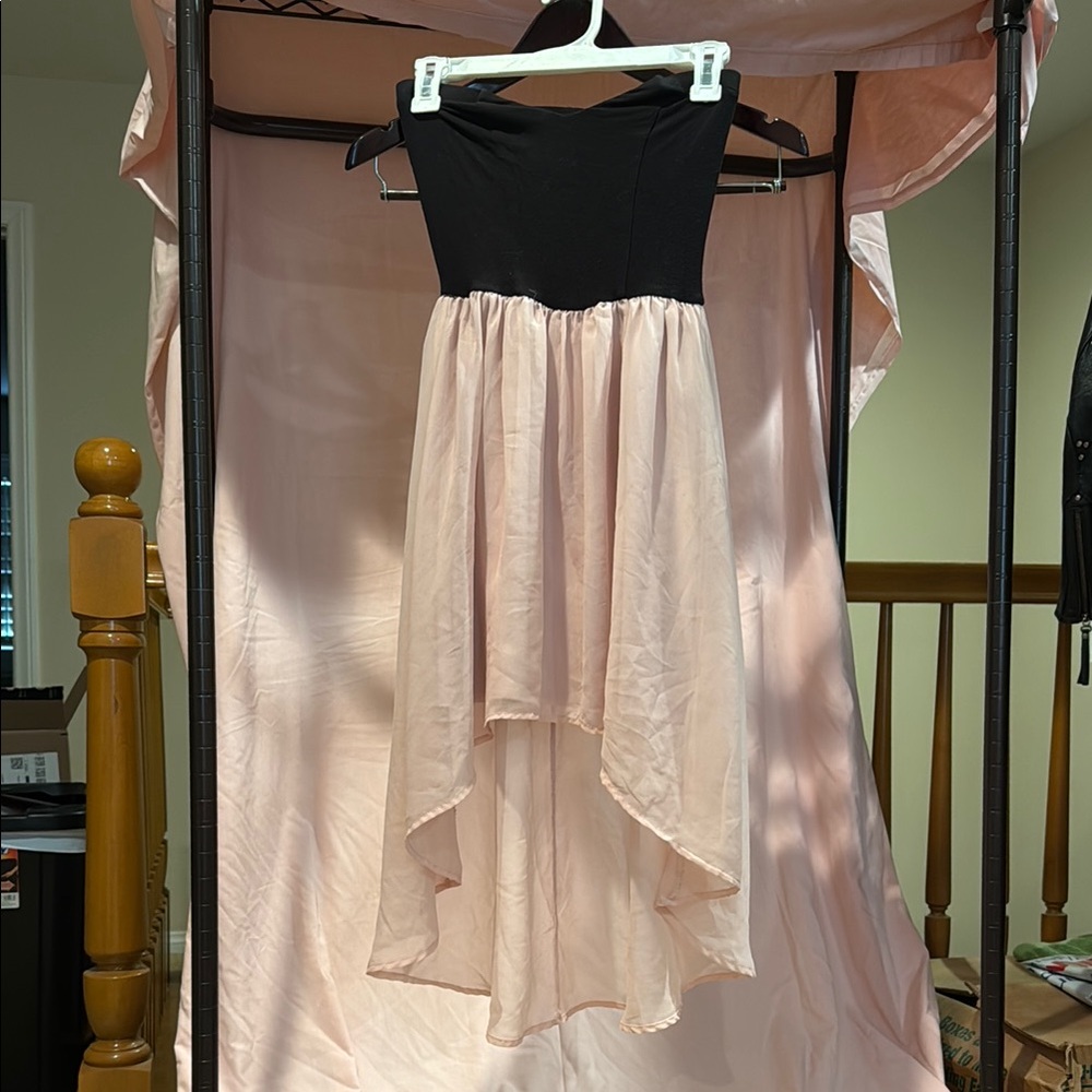 Elegant Black and Pink Strapless Dress by Wet Seal